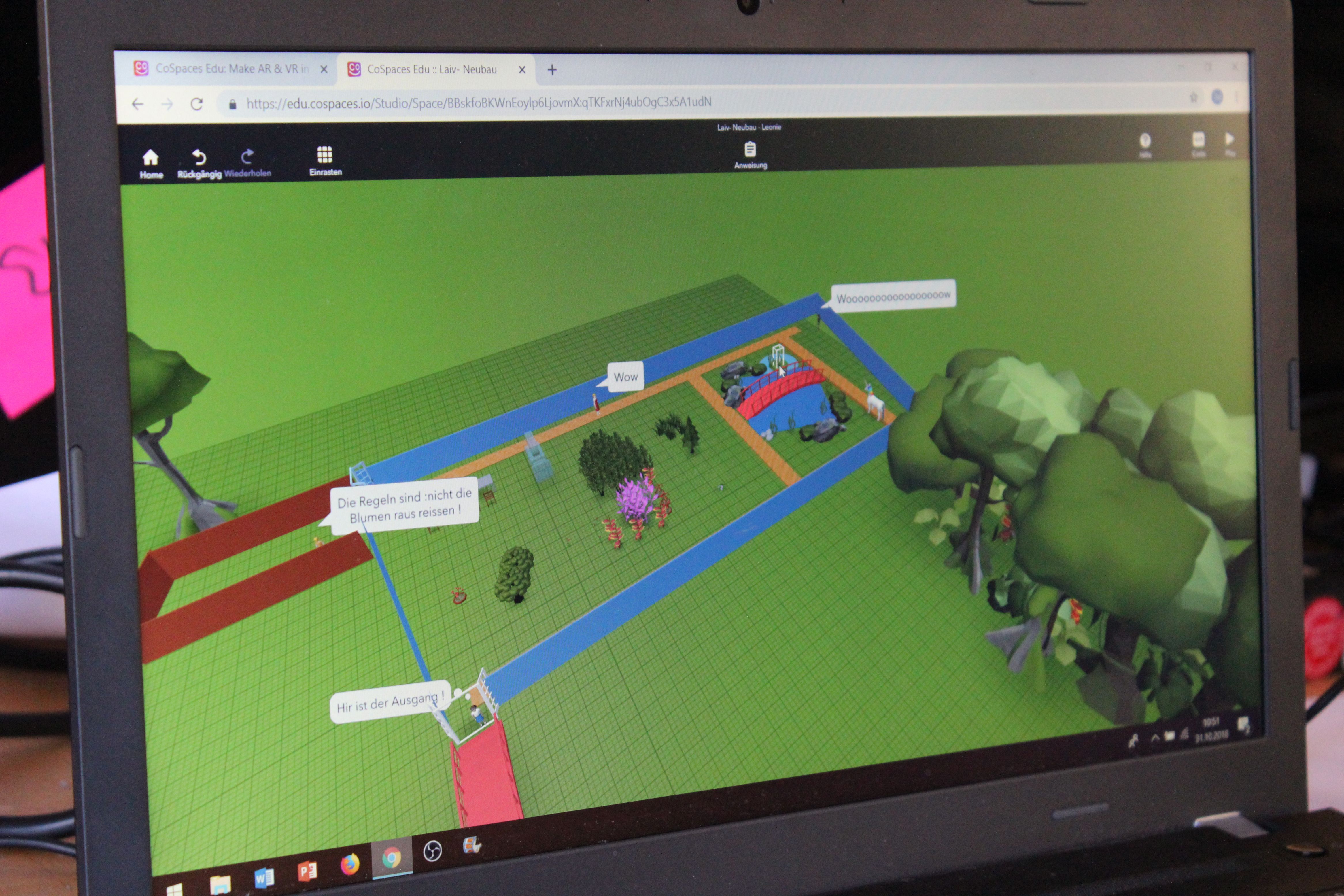 Laptop mit 3D-Welt und Wiese